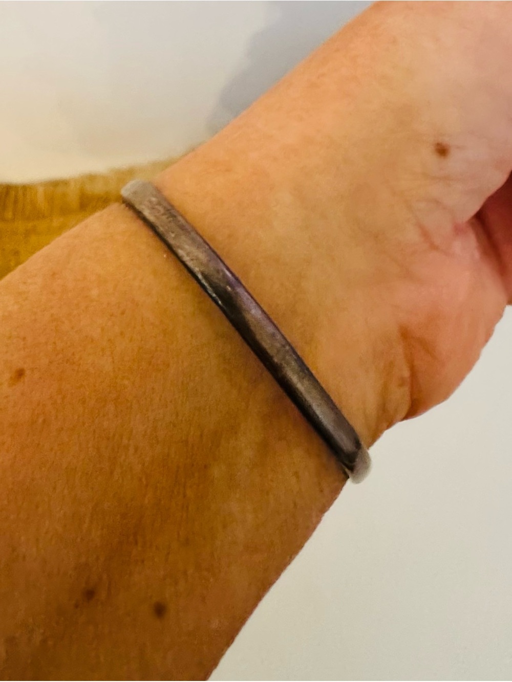 Vintage Taxco Mexico 925 Sterling Silver Onyx Bangle Bracelet - Picture 8 of 12